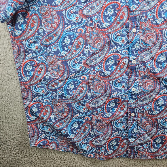 NEW Cremieux Casual Shirt Men 3XT Tall Stretch‎ Paisley Short Sleeve Blue Red - Picture 5 of 11
